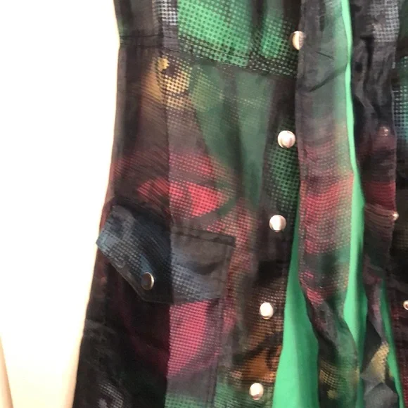 Organza trench-style dress with green slip dress - Picture 2 of 2